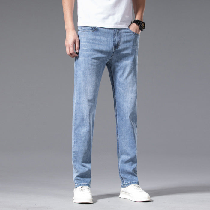 Herren Jeans locker gerade Plus-Size Hose mit mittelhohem Bund