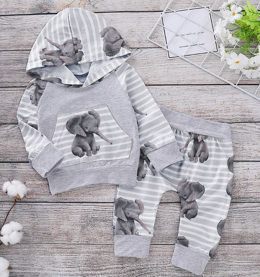 Kinderkleidung Explosion Modell Baby Elefant mit Kapuze Anzug Punkte