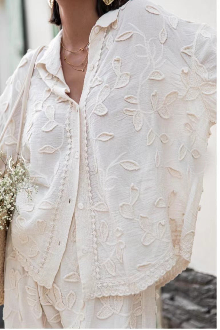 Women's Fashion Cotton Jacquard Two-piece Set