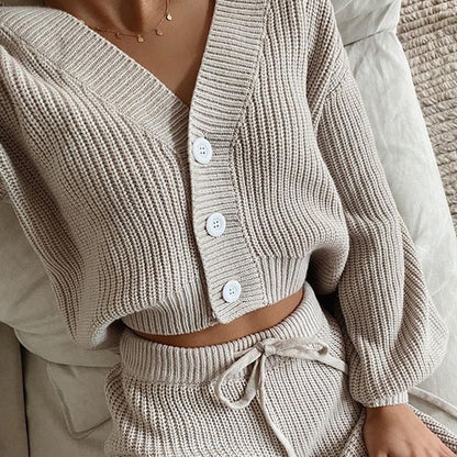 Mode Damen bekleidung Langarm Pullover und Hose Zweiteiliges Set