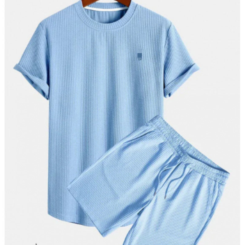 Round Neck Men's Short Sleeve Sports Fashion Loose Two-Piece Suit
