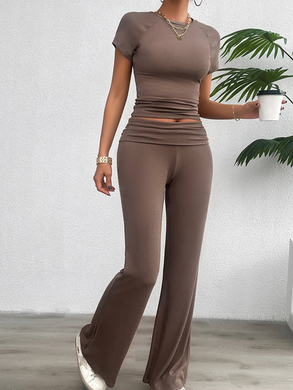 Einfarbig Slim Fit Kurzarm Hosen Anzug