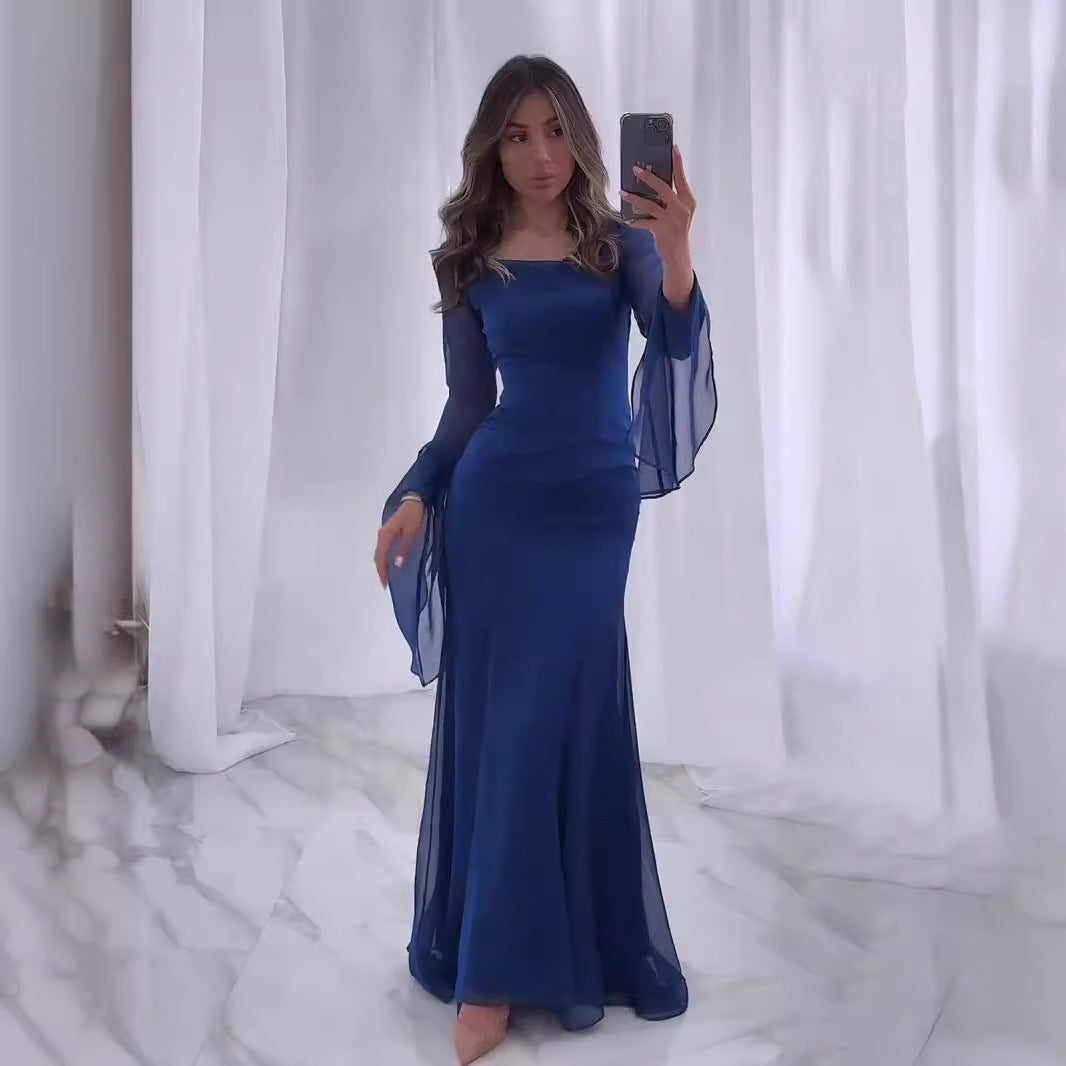 Chiffonkleid mit Rüschenärmeln