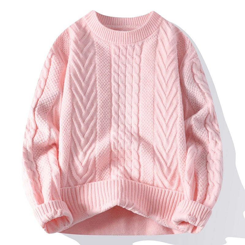 Europäischer und amerikanischer mehrfarbiger Zopfmuster-Pullover