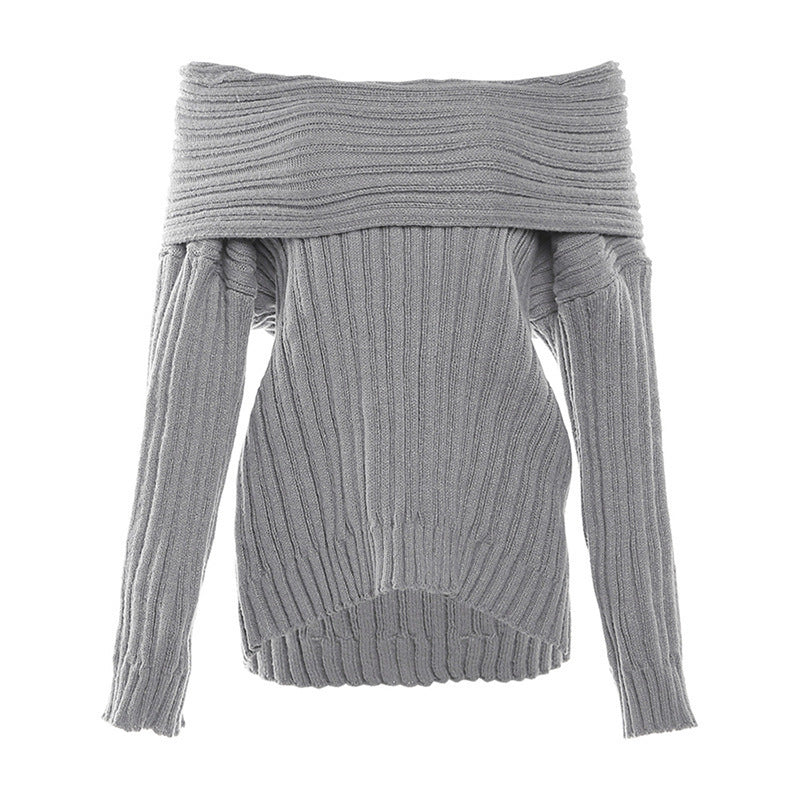 Unregelmäßiger Off-shoulder Langarmpullover