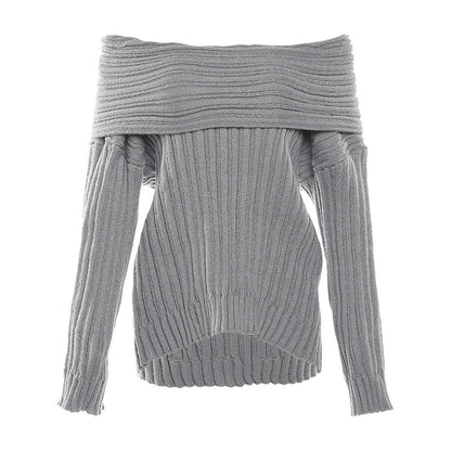 Unregelmäßiger Off-shoulder Langarmpullover