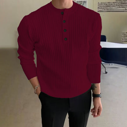 Herren-Pullover mit halbem Stehkragen und Knopfverschluss