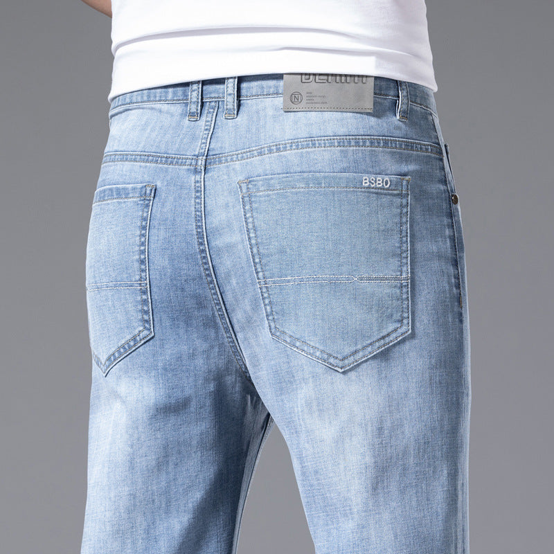 Herren Jeans locker gerade Plus-Size Hose mit mittelhohem Bund