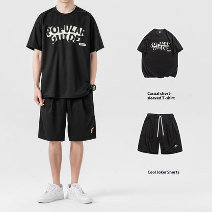 Sports suit summer two-piece with short sleeve and shorts in casual style
