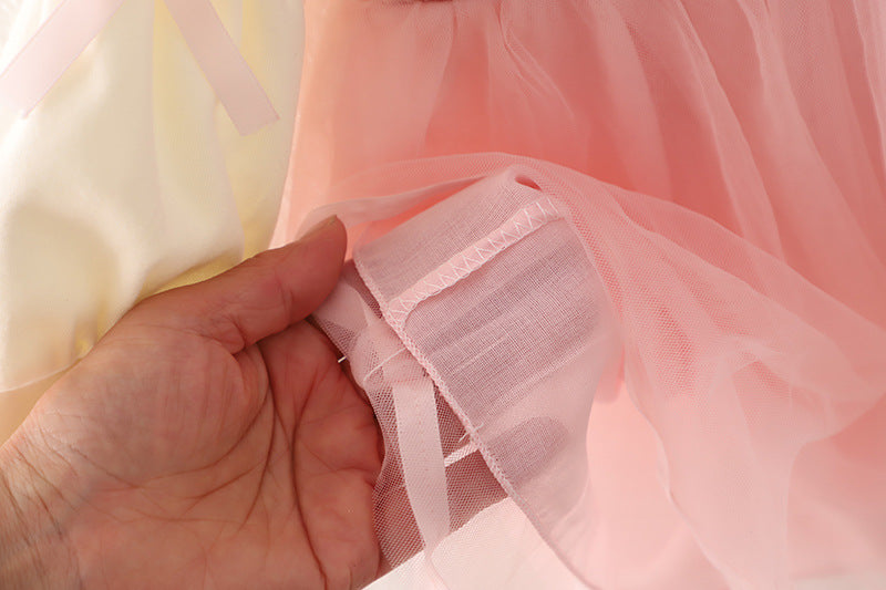 Girls Spring and Autumn New Dress Korean Style Fashionable Princess Dress Fake Two-piece Strap Skirt
