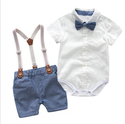 Baby Gentleman-Anzug Baby Strampler mit Lätzchen Zweiteiliges Set
