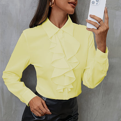 Neue Lockere Chiffonbluse für Damen mit Rüschen