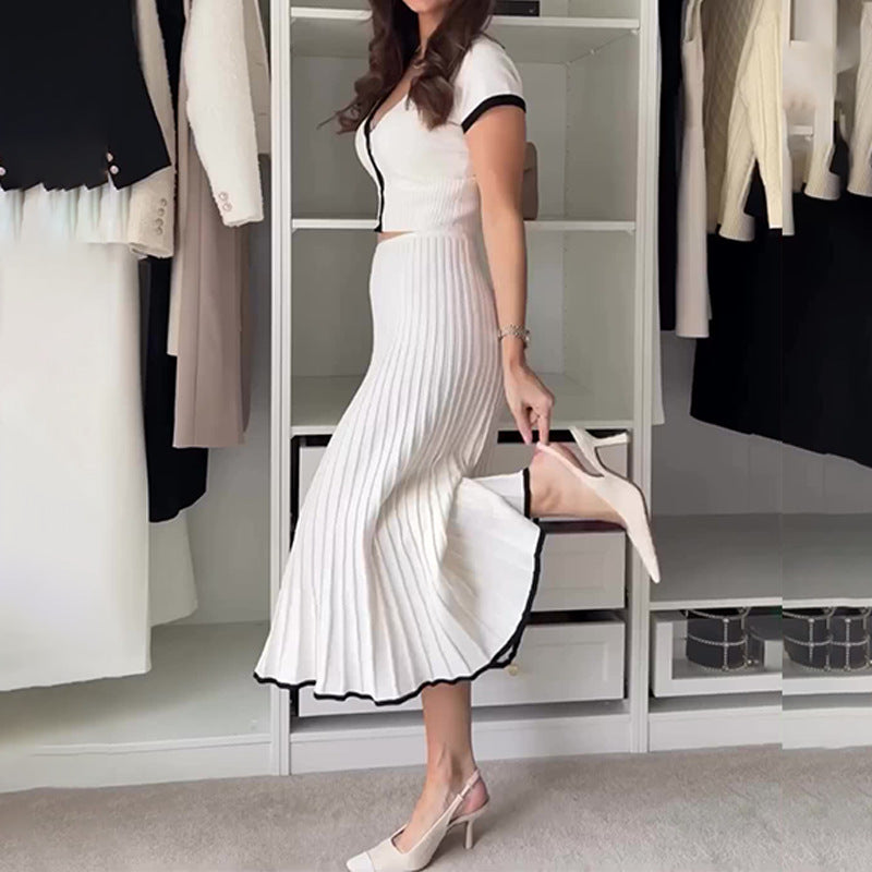 Slim Fit Short Top High Waist Skirt