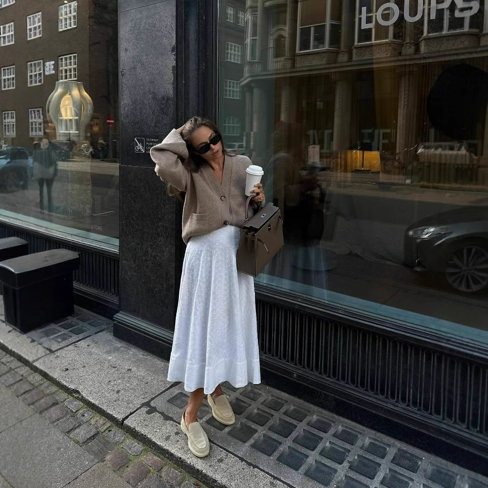 Damen Lazy V-Ausschnitt Strickjacke Top