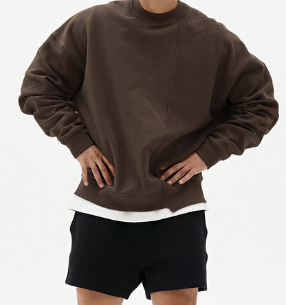 Einfarbiger Rundhals-Pullover im koreanischen Stil, Modemarke, locker geschnitten
