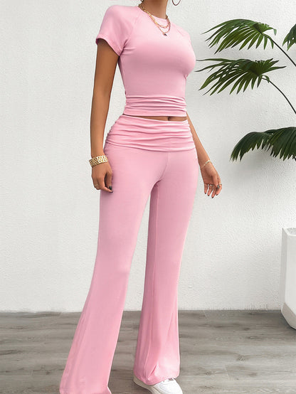 Einfarbig Slim Fit Kurzarm Hosen Anzug