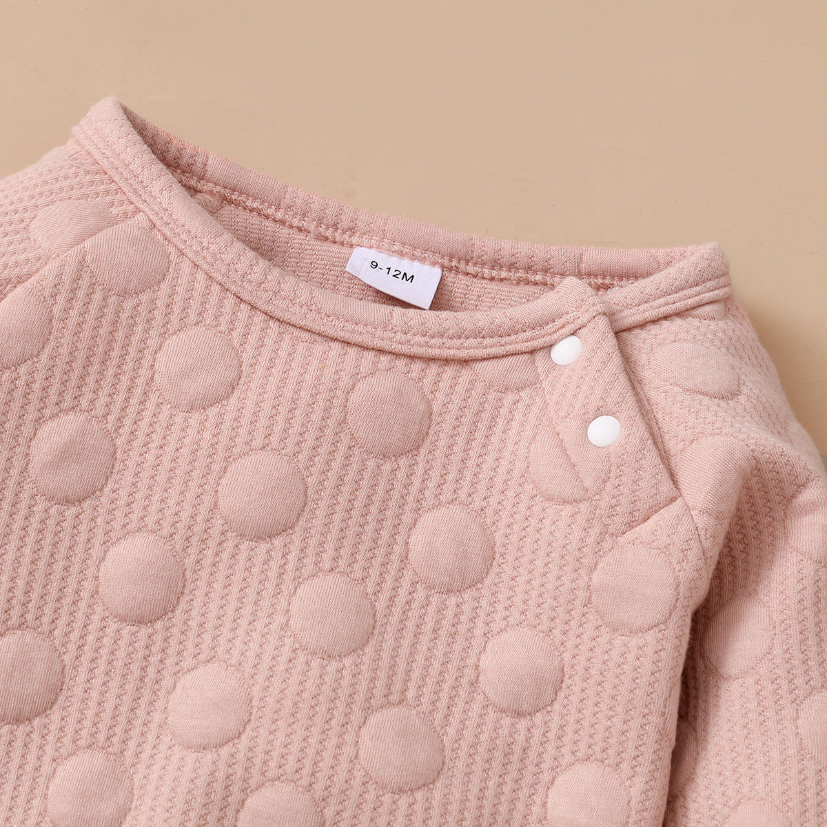 Frühling und Herbst Jungen- und Mädchenanzug Baby Bonbonfarben Einfarbig mit Polka-Dots Rundhalsausschnitt Langarmhosen Kinderkleidung