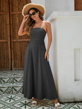 Trägerloses Leinen-Maxikleid