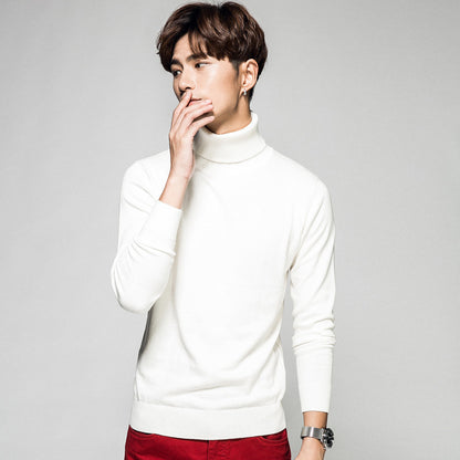 Einfarbiger Langarm-Rollkragenpullover, Herren-Basic-Sweater