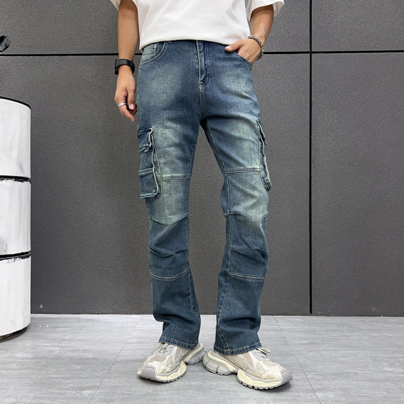Multi-Taschen Arbeitsjeans Herren lockere Hose in großer Größe