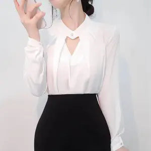 Weißes Chiffon-Hemd mit langen Ärmeln für Frauen