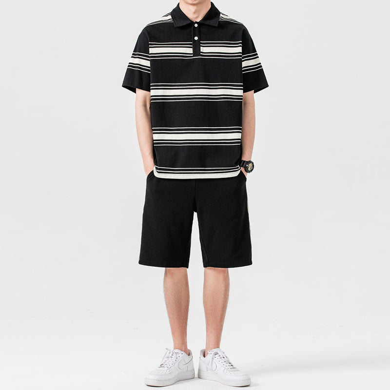 Summer suit two-piece with short sleeve and shorts for sports