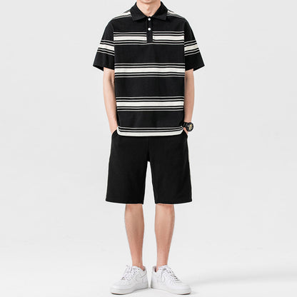 Summer suit two-piece with short sleeve and shorts for sports