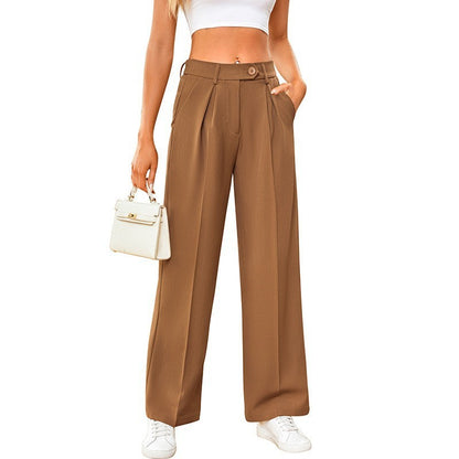 Damen Casual Locker Geschnittene Gerade Anzughose mit Weitem Bein