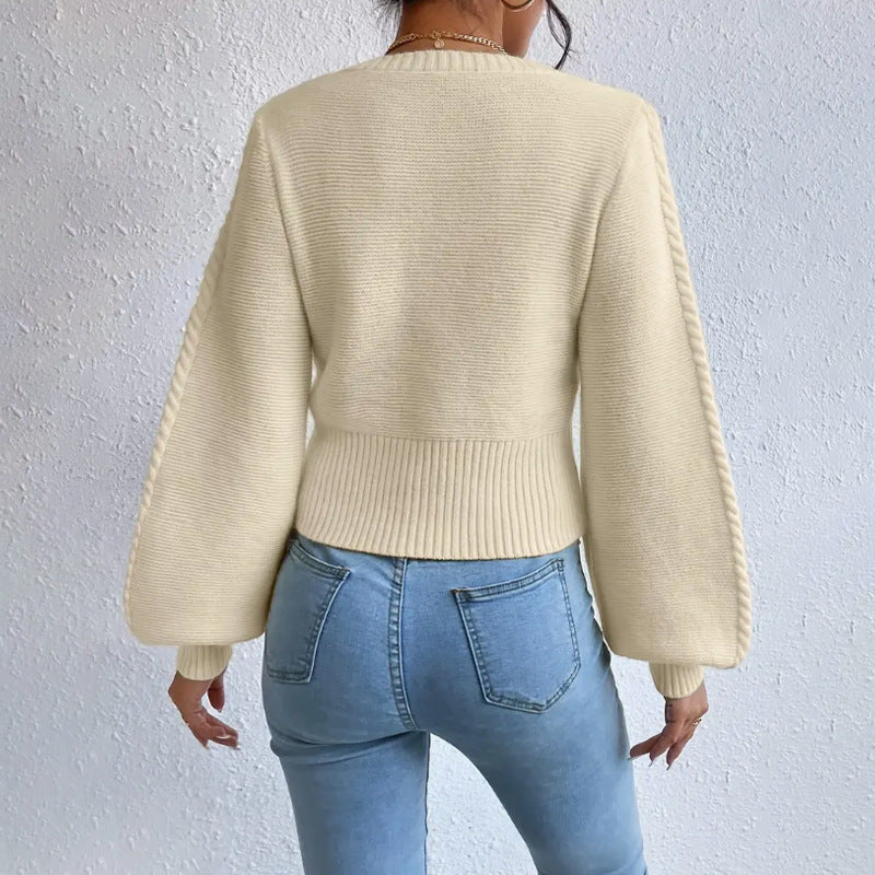 Einfarbige quadratische Kragen pullover Damen bekleidung