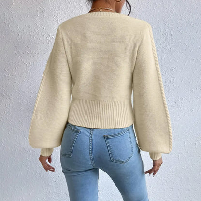 Einfarbige quadratische Kragen pullover Damen bekleidung