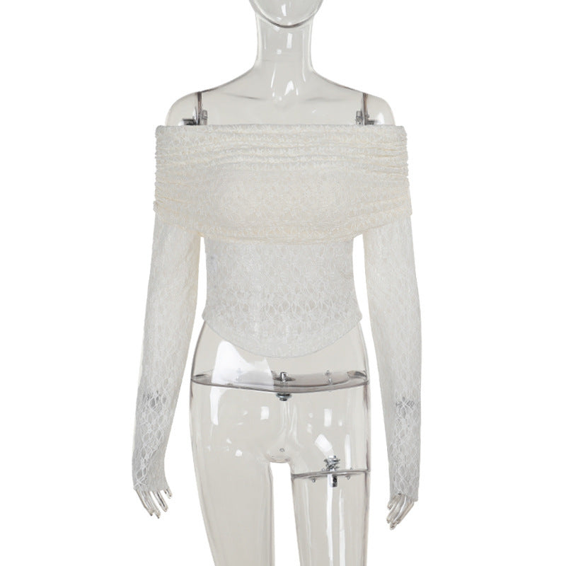 Modisches Damen-Top für den Herbst mit Spitze und schulterfreiem Design