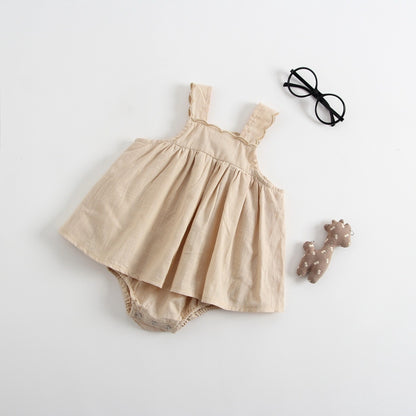 Baby-Strampler im Prinzessinnen-Stil, Kleid mit Trägern, kombiniert als Jumpsuit-Kleid