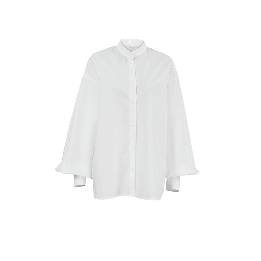 Shirt with design accent and lantern sleeves