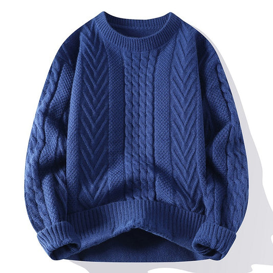 Europäischer und amerikanischer mehrfarbiger Zopfmuster-Pullover
