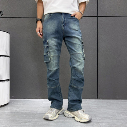 Multi-Taschen Arbeitsjeans Herren lockere Hose in großer Größe