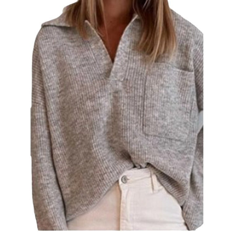 Freizeit Lockerer Einfarbiger Pullover