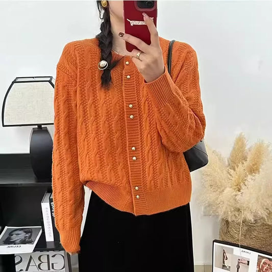 Dreh-Rundhals-Perlenverschluss Weicher und Bequemer Vielseitiger Pullover-Mantel