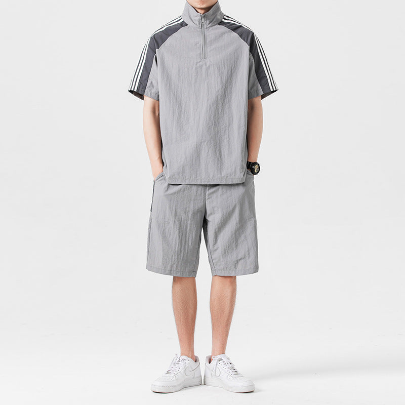 Japanese style retro leisure suit with sports shorts