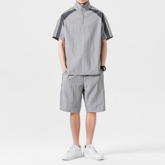 Japanese style retro leisure suit with sports shorts