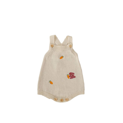 Autumn baby jacket with rabbit and carrot embroidery made of knit
