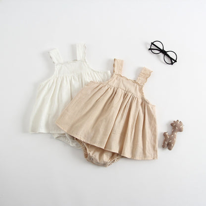 Baby-Strampler im Prinzessinnen-Stil, Kleid mit Trägern, kombiniert als Jumpsuit-Kleid