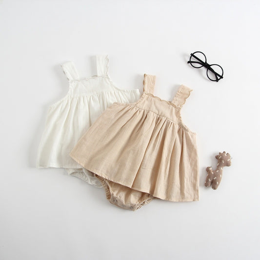 Baby-Strampler im Prinzessinnen-Stil, Kleid mit Trägern, kombiniert als Jumpsuit-Kleid