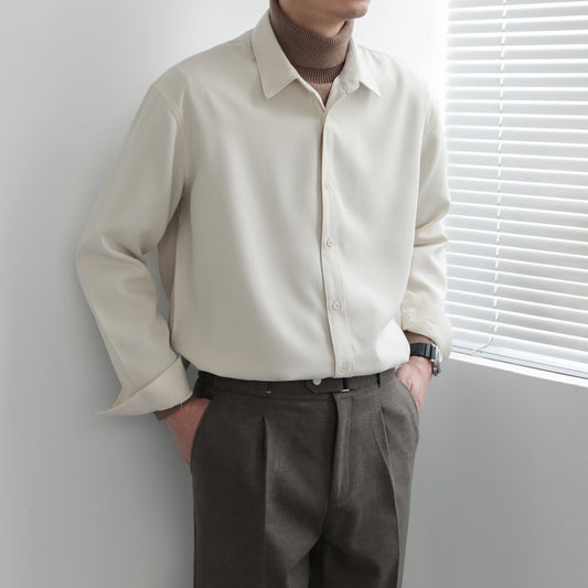 Loses einfarbiges Langarm-Shirt für Männer
