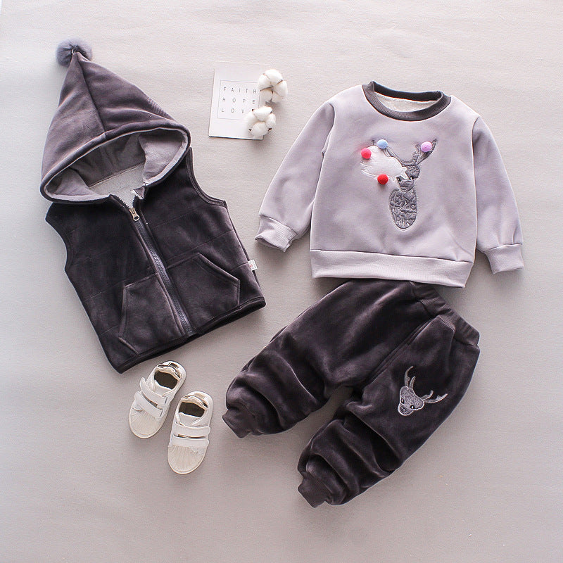 New Children's Clothing Winter Clothes for Boys Baby Thick Three-piece Set