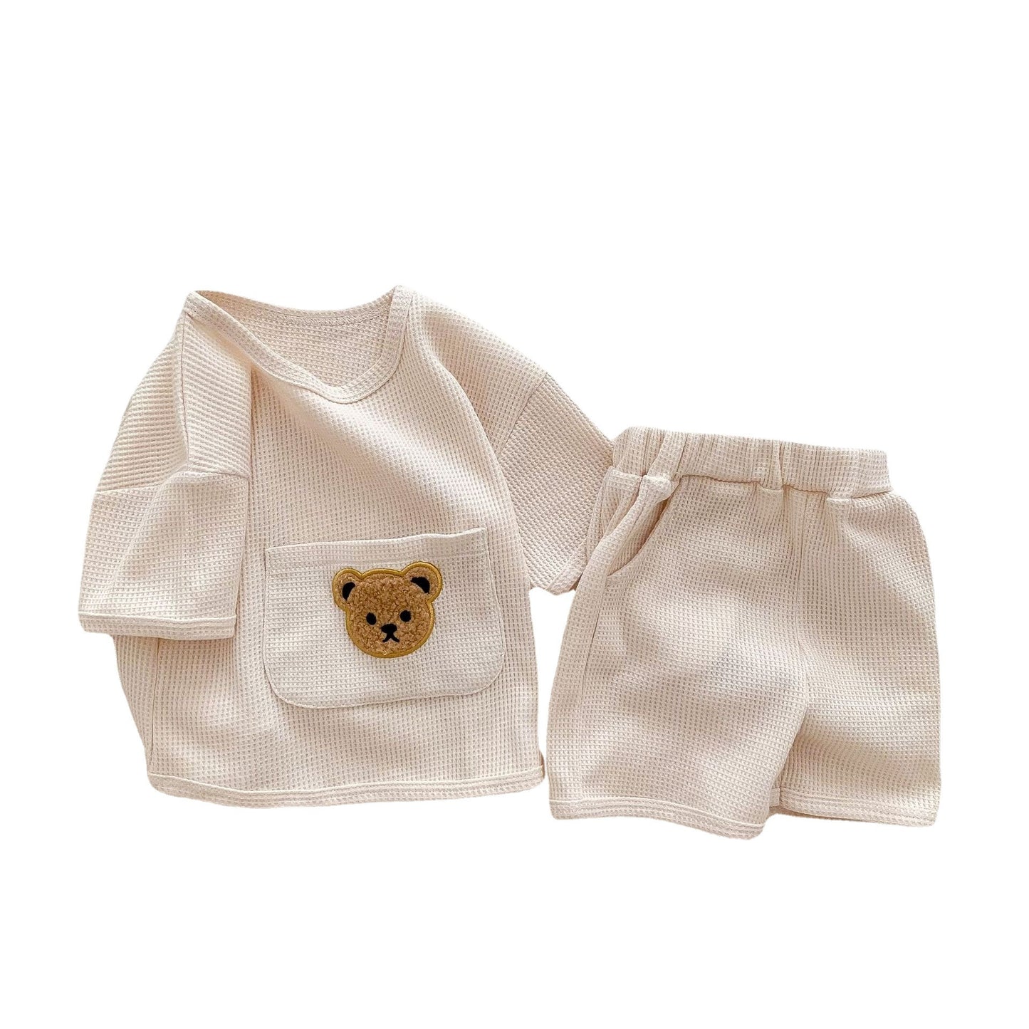 Unisex Baby Anzug Kleidung für Babys Sommer Zweiteiliges Waffelset