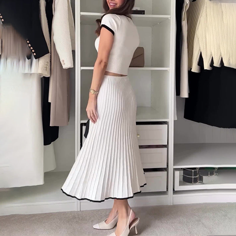 Slim Fit Short Top High Waist Skirt