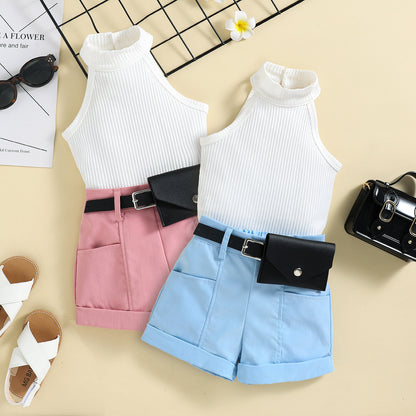Fashionable Girls Strap Dress Set