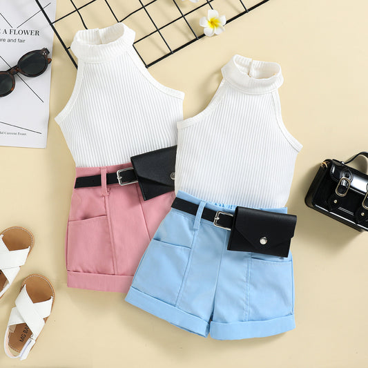 Fashionable Girls Strap Dress Set