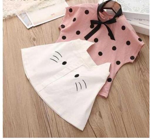 Sommer Kinderkleidung Großes Schleifen T-Shirt Shorts Kleidung Set