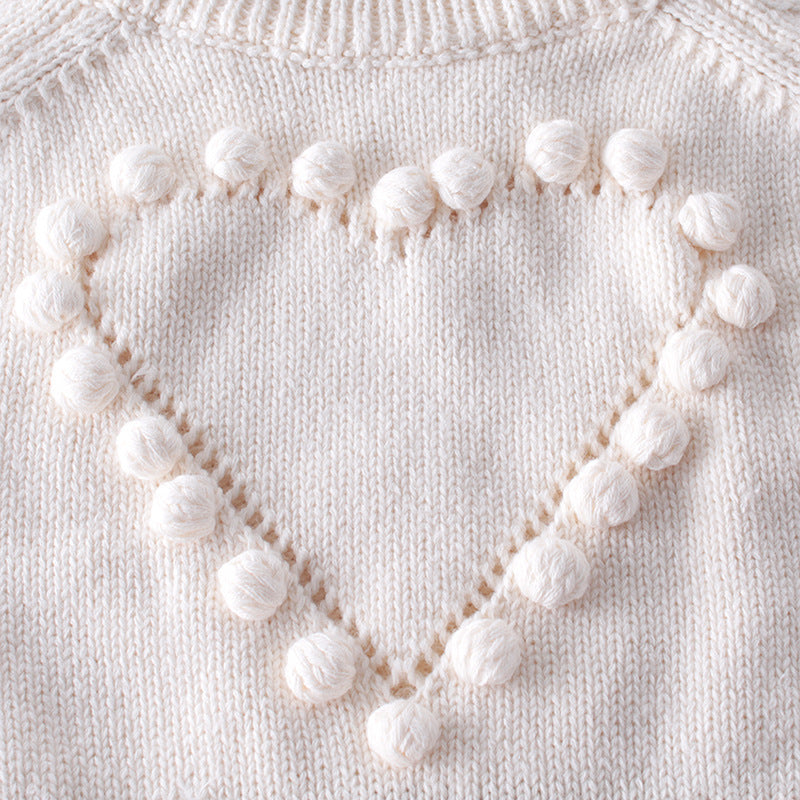 Baby Strickwolle Langarm-Bodysuit mit Handgemachtem Herz-Muster